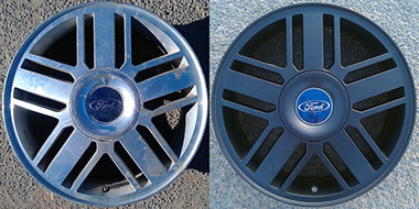 Дробеструйная очистка и полимерная покраска литых дисков Форд в Минске в матовый черный цвет