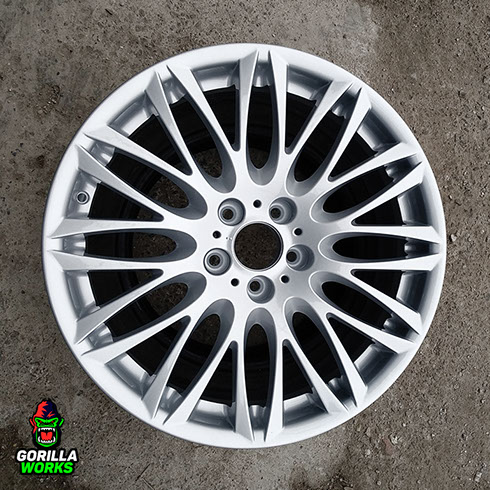 Порошковая покраска литых дисков БМВ 740 e65 после сварки и правки геометрии