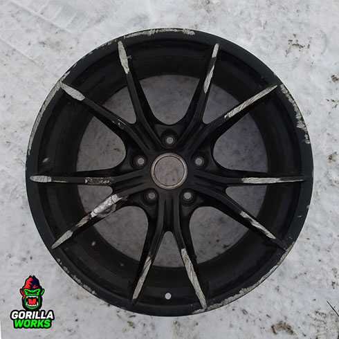 Покраска кованых оригинальных дисков Porche Cayman из США в черный полуматовый тефлон