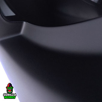 Финишный вид кованого диска Порше после полимерной покраски в полуматовый черный сатин